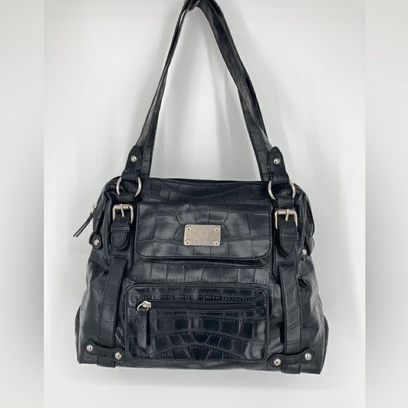 Luca Ferri Black Snake Print Shoulderbag - Picture 1 of 13
